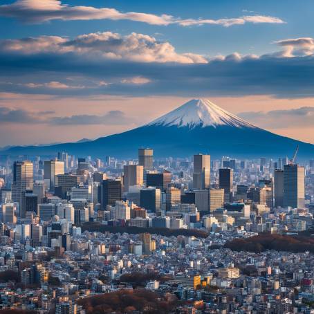 Mount Fuji and Tokyo Skyline Beautiful Japan