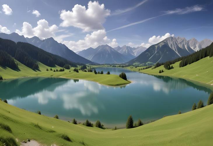 Mountain Lake Schrecksee Allgu Alps Panorama and Scenic Views