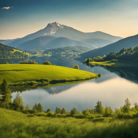 Mountain Lebrsnik Countryside  Bosnia and Herzegovinas Grassy Fields and Lake View