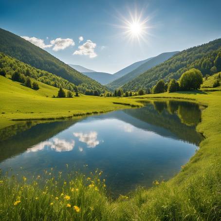 Mountain Lebrsnik in Bosnia and Herzegovina  Grassy Fields and Lake Reflection