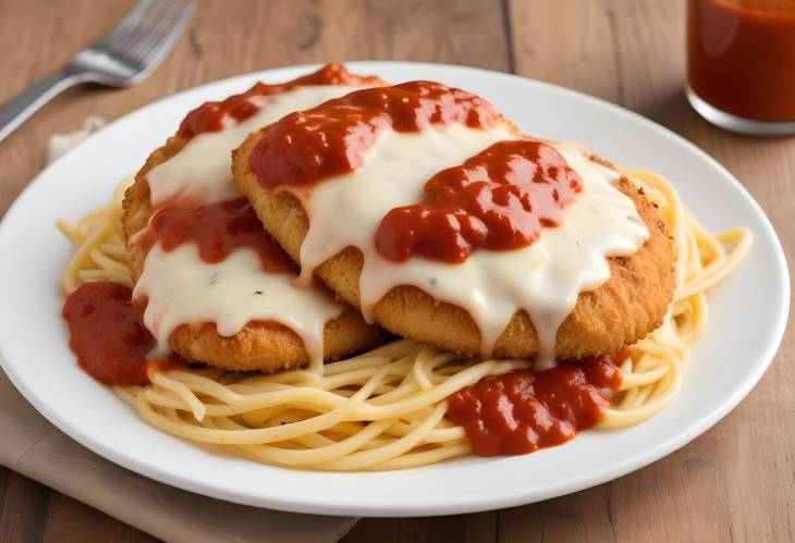 Mouth Watering Chicken Parmesan Crispy Breaded Chicken with Marinara Sauce and Melty Cheese