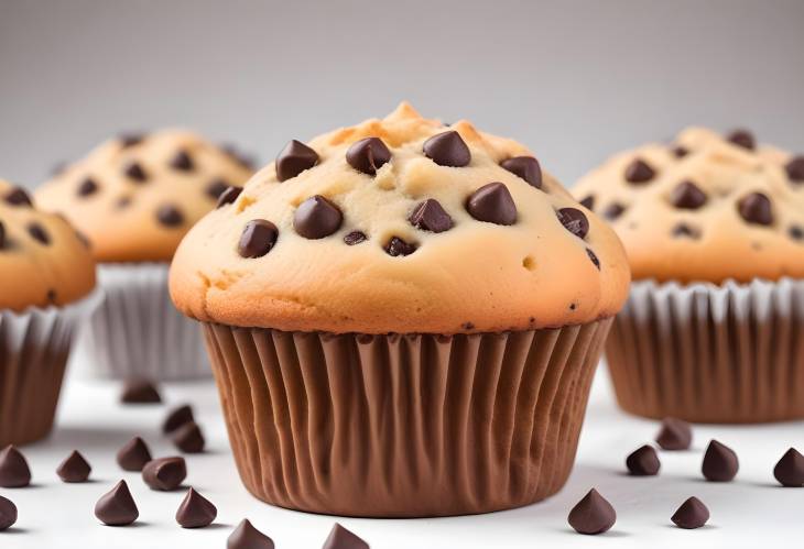 Mouthwatering Chocolate Chip Muffin on White