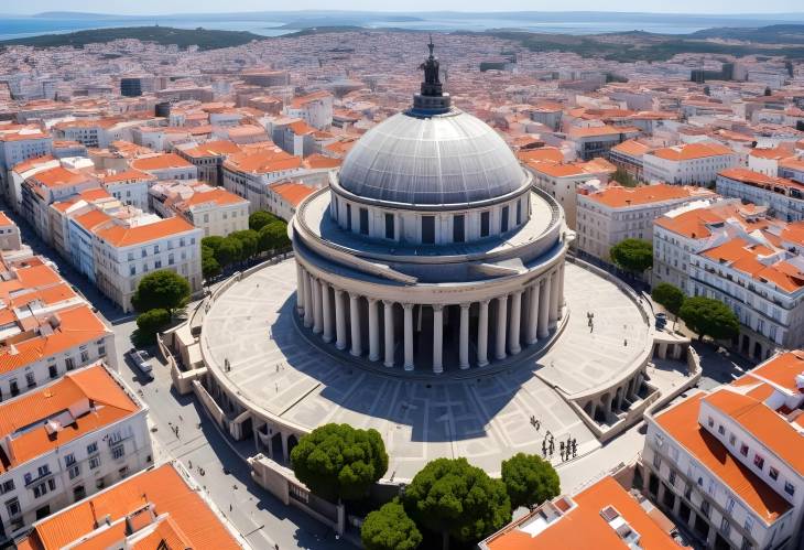 National Pantheon Lisbon Aerial Cityscape Showcasing Historical Architecture