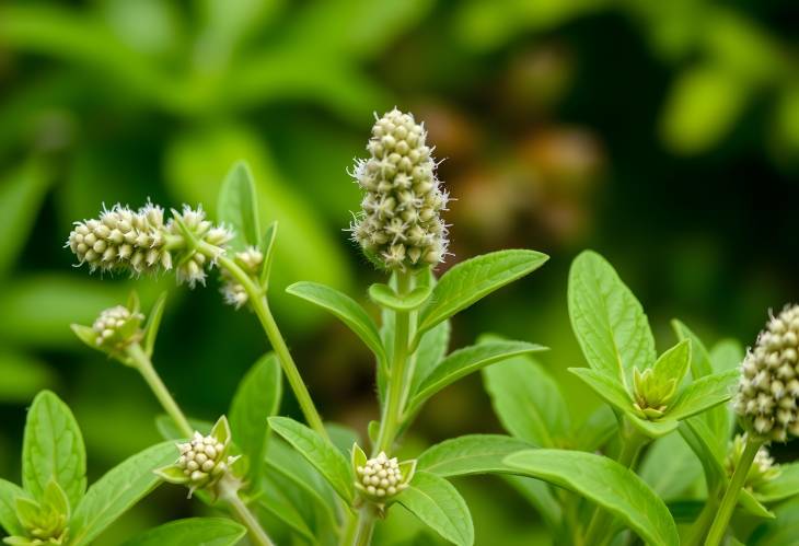 Natural Beauty Close Up of Sage Herbs Against a Green Backdrop