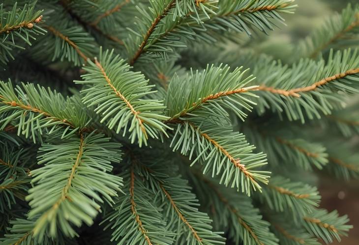 Natural Green Christmas Tree Branches with a Rustic and Natural Background