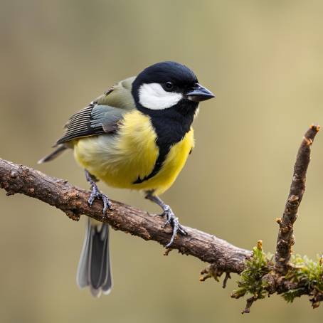 Nature Close Up of a Small Parus Bird on a Twig  Avian Photography