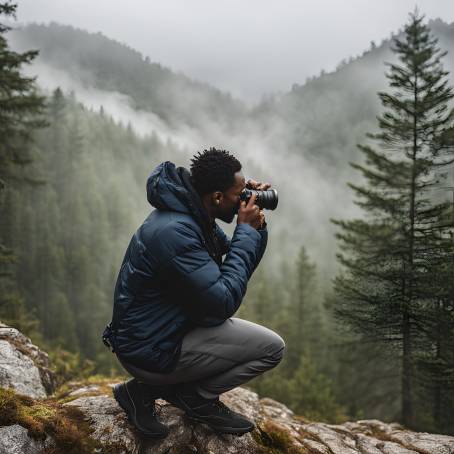 Nature Lens A Man in the Foggy Mountains