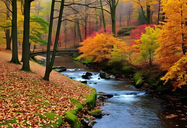 Natures Canvas Autumn Park with a Flowing River