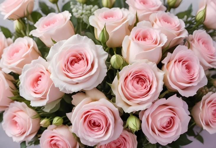 Natures Embrace Delicate Pink Roses and Eustoma in a Pastel Floral Fantasy