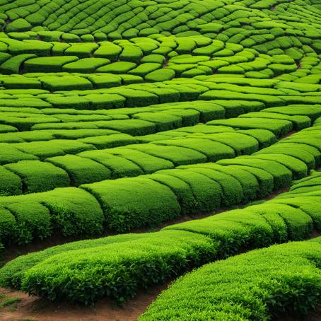 Natures Green Tea Leaves and Scenic Tea Plantation in Perfect Harmony