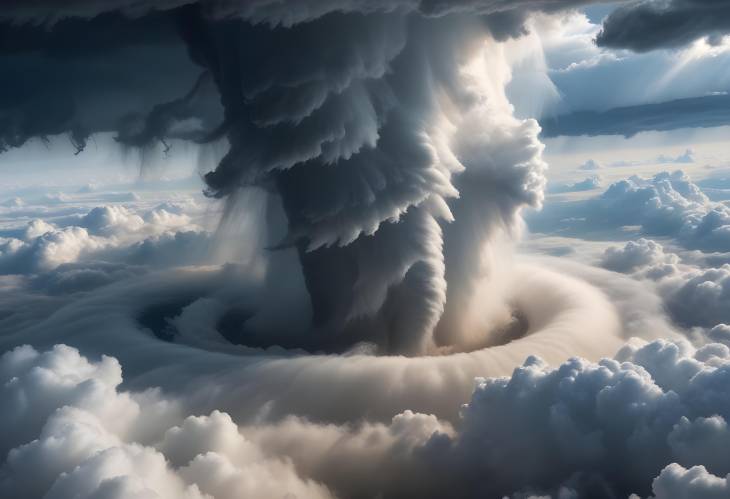 Natures Majestic Tornado Over Clouds Captivating Aerial View in Stunning Natural Image