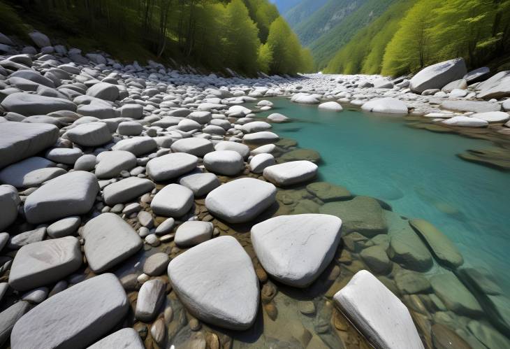 Natures Masterpiece Abraded Stones and River Water in Lavertezzo, Verzasca Valley, Ticino, Switze