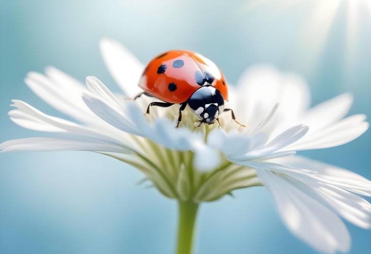 Natures Soft Focus Ladybug on Blooming Petal