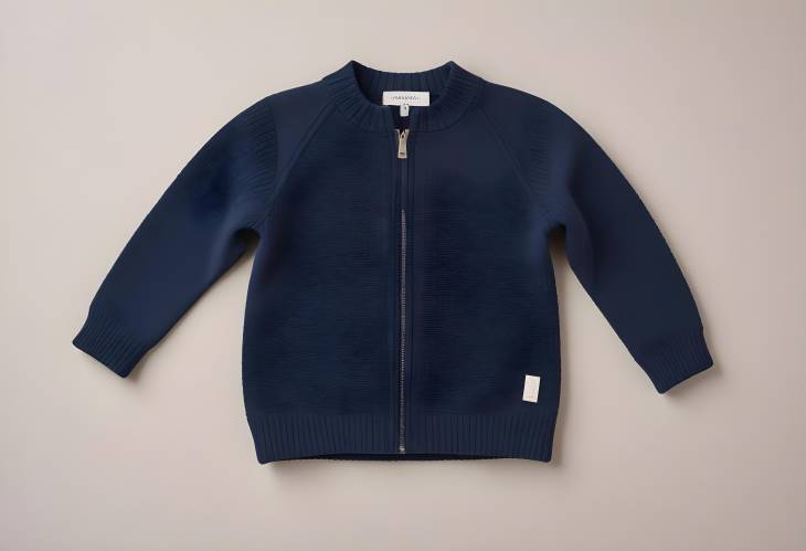 Navy Full Zip Rib Knit Jumper for Kids Organic Cotton Sweater on White Background