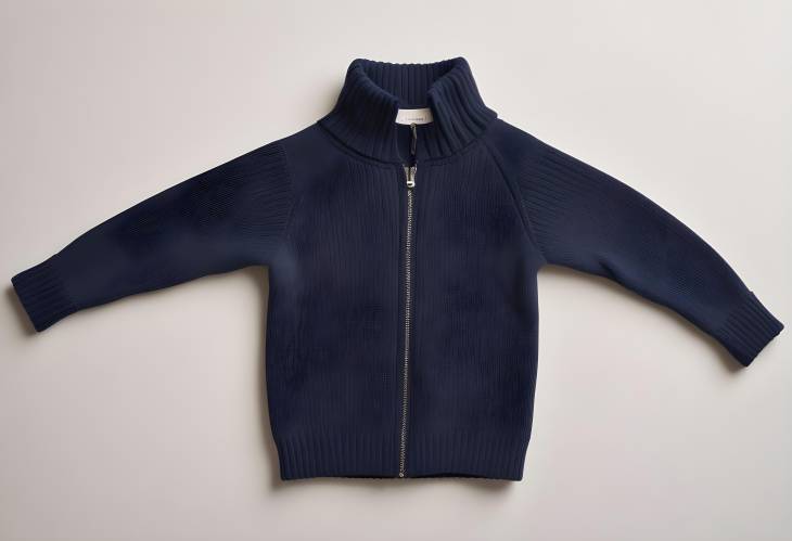 Navy Rib Knit Full Zip Sweater for Boys and Girls Organic Cotton on White Background