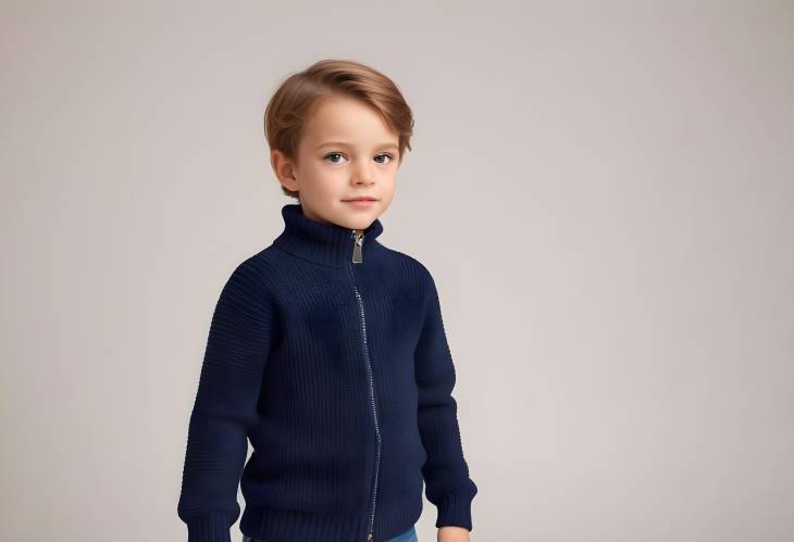 Navy Zip Rib Knit Sweater for Boys and Girls Organic Cotton Jumper on White Background