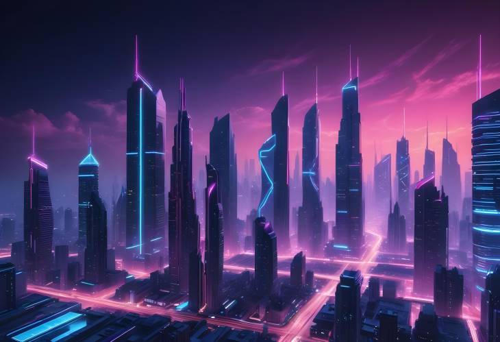 NeonLit Skyscrapers A Futuristic Vision