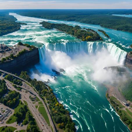 New Heights Aerial View of Niagara Falls from Helicopter Over Canadian Falls in Canada