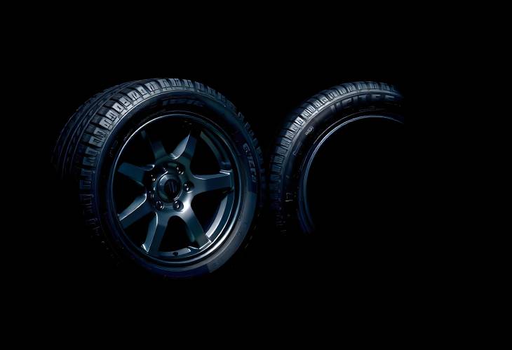 New Tires Close Up on a Dark Background High Quality, Durable, and Reliable