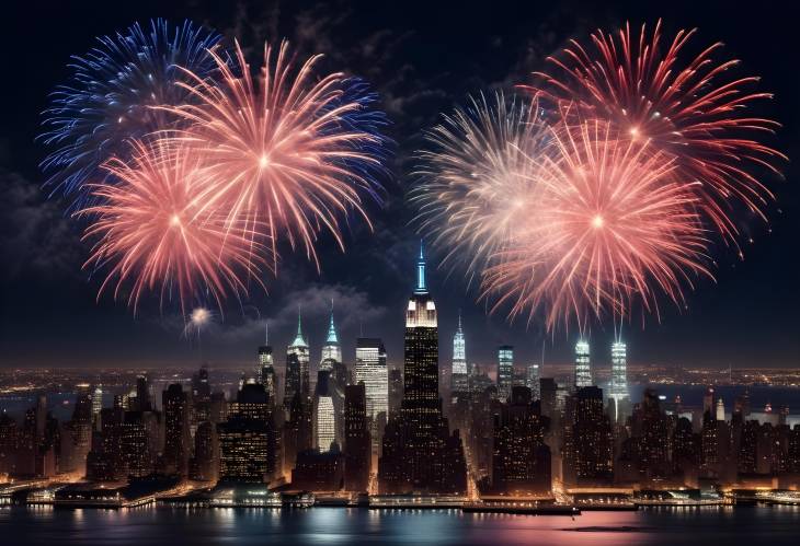 New York City at Night with Stunning 4th of July Fireworks Display