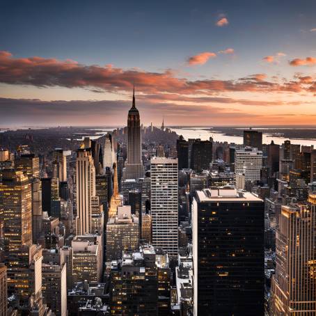 New York City Manhattan View Iconic Skyline and Urban Landmarks from Above