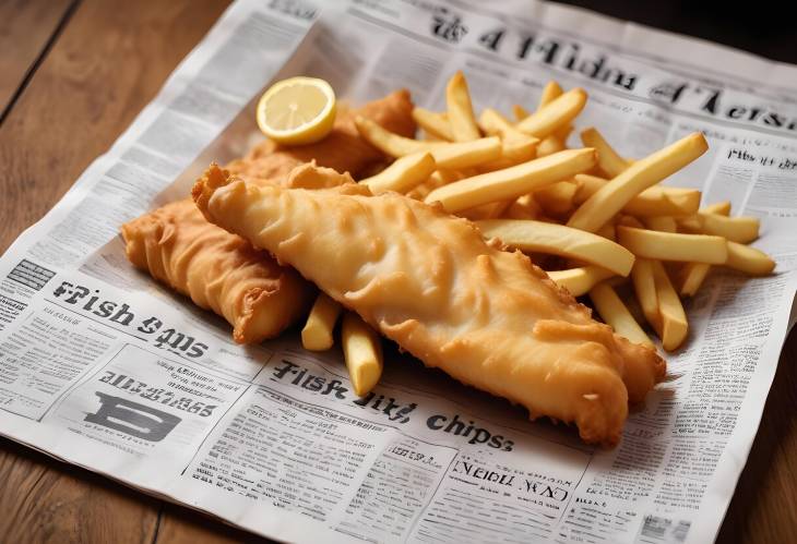 Newspaper Wrapped Fish  Chips  Crispy Fish, Golden Fries, and Classic Taste