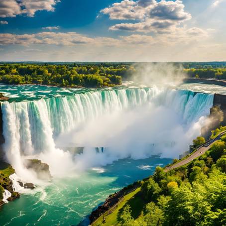 Niagara Falls Clear Sunny Day Showcasing Canadas Stunning Waterfall and Vibrant Blue Sky