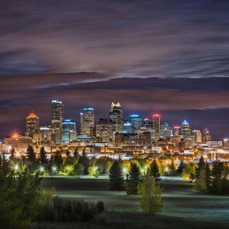 Night Lights of Calgary A Mesmerizing Skyline in Alberta Urban Hub