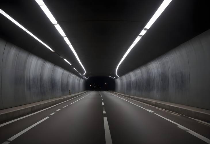 Night Vision A Tunnel with Lights Forming a Perfect Line