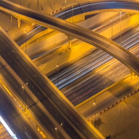 Nighttime Aerial View of Attiki Odos Ring Road in Athens