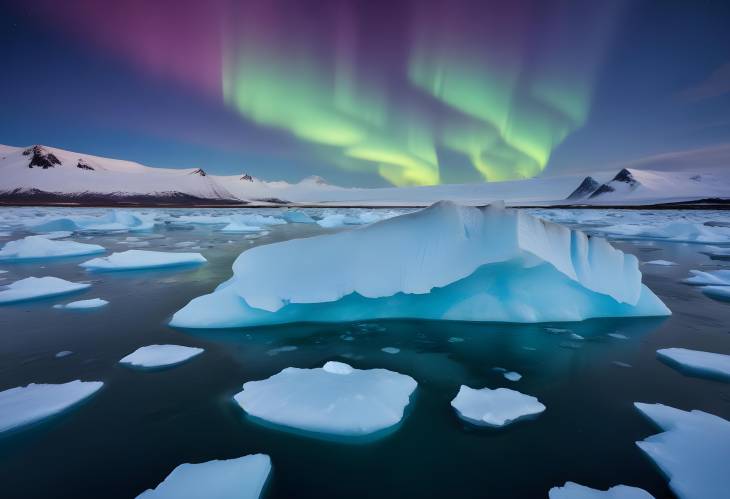 Northern Lights Over Jokulsarlon Glacial Lagoon in Iceland Aurora Borealis Photography