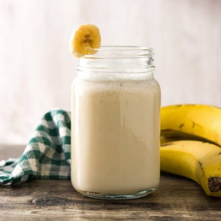 Nutritious Banana Smoothie in Mason Jars for Breakfast