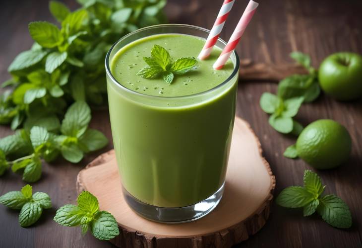 Nutritious Green Smoothie with Mint A Fresh and Invigorating Drink for Wellness