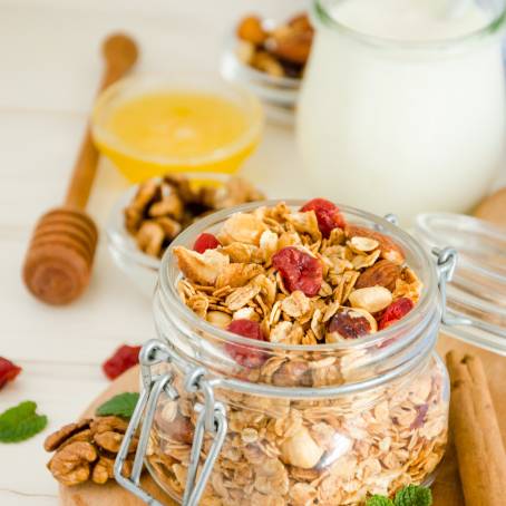 Nutritious Homemade Cookies with Dried Fruits and Nuts in Jar