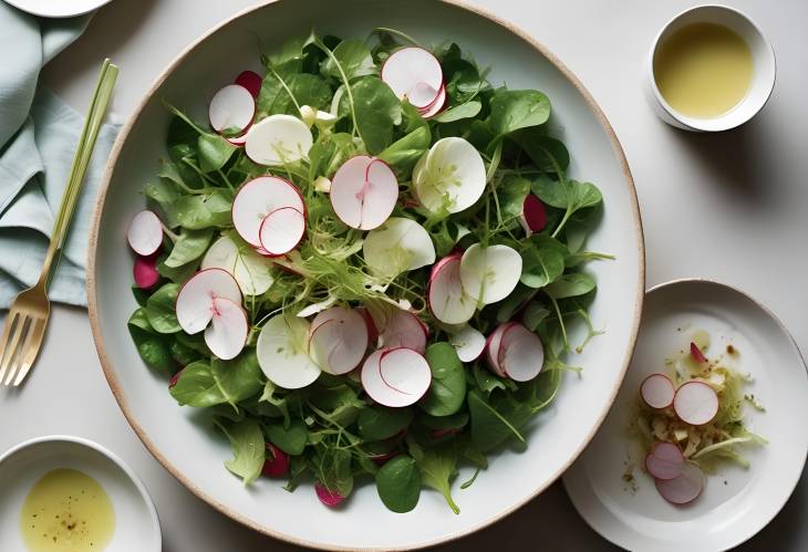 Nutritious Spring Greens Salad with Fennel, Radish, and Miso Dressing