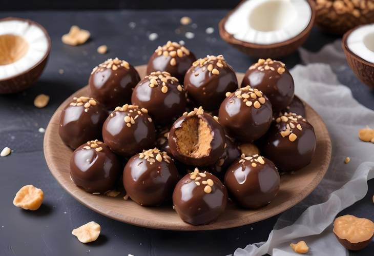 Nutritious Vegan Candies  Chickpea and Peanut Butter Energy Balls with Chocolate and Coconut Chips