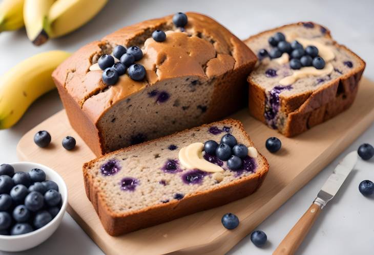 Nutty Banana Bread with Blueberries and Smooth Nut Butter