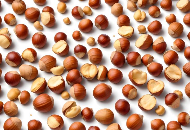 Nutty Delight Fresh Hazelnuts Falling Against a Pure White Background