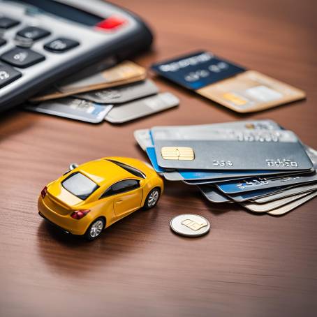 Office Finance Setup with Toy Car and Credit Cards on Desk