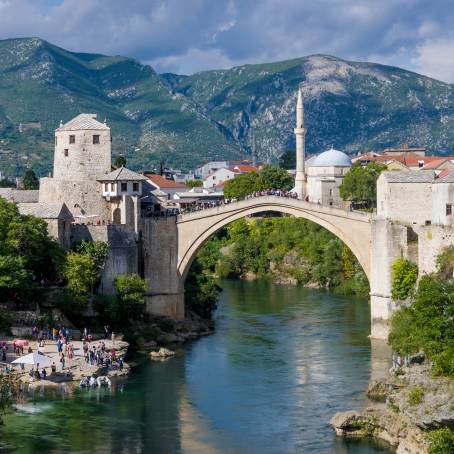 Old Bridge Stari Most Heritage Landmark in Mostar, Bosnia