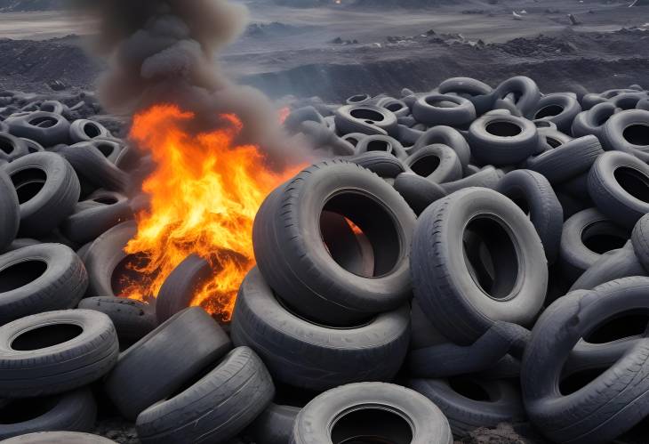 Old Tyres and Rubber Waste at Landfill, Recycling and Disposal Process, Regenerated Rubber Productio