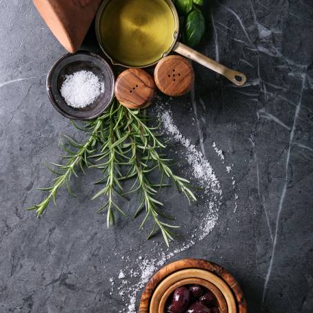 Olive Oil on White Background Premium Cooking Ingredient from Above