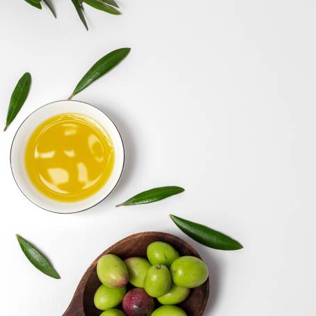 Olive Oil Overhead View Quality Oil on a Clean White Background