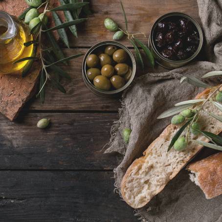 Olive Oil Top Down on White Surface Essential Ingredient for Cooking