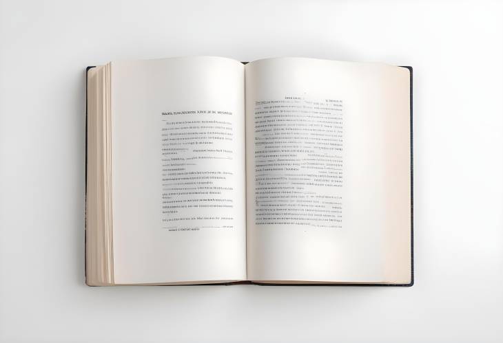 Open Book with Pages Visible on White Background, Top Down View for Educational Design