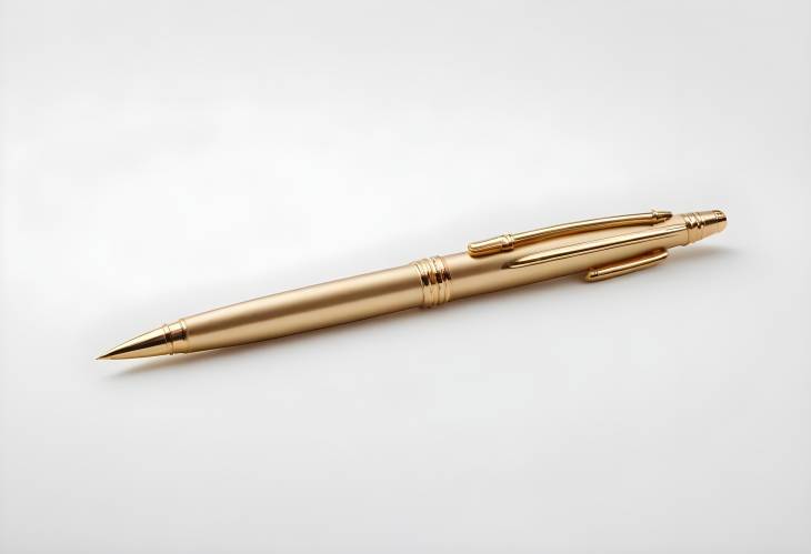 Opulent Golden Pen Isolated on White Perfect for Classy and Professional Writing Tasks