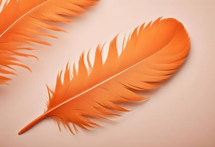 Orange Bird Feather on White Background  Elegant and Detailed Feather Closeup