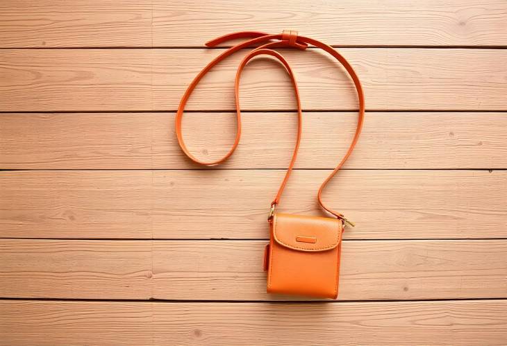 Orange Crossbody Bag for Women on Wooden Background Ideal for Fashion and Function