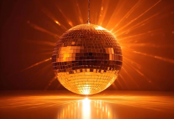 Orange Light Reflecting on Shiny Disco Ball with Room for Text