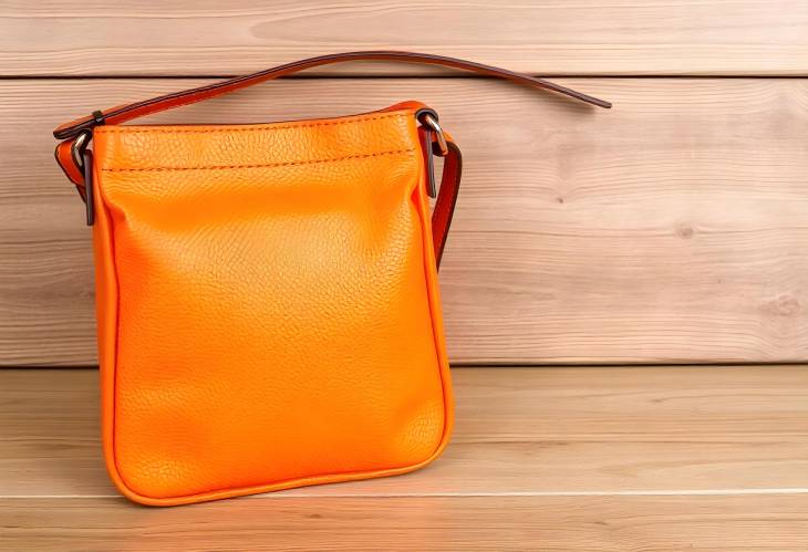 Orange Women Crossbody Bag Against Wooden Background A Blend of Style and Function